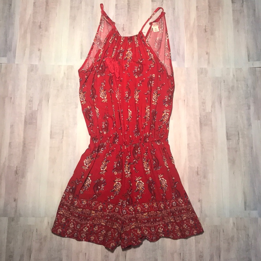 Red Paisley Romper